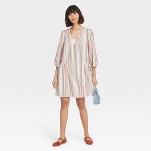 Women’s long sleeve shift dress by Knox Rose in XL- multistripes